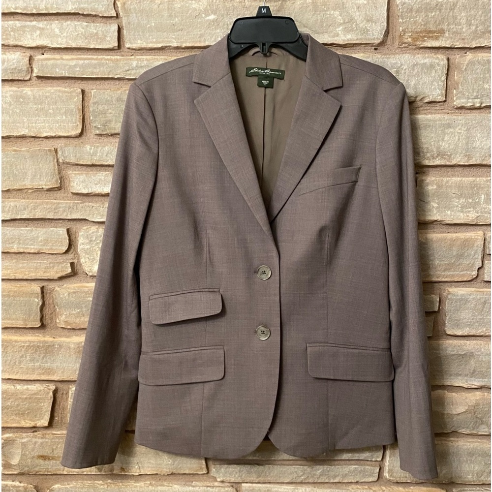 Eddie Bauer Women's Size 8 Blazer Jacket Linen Button Front Notch Lapel